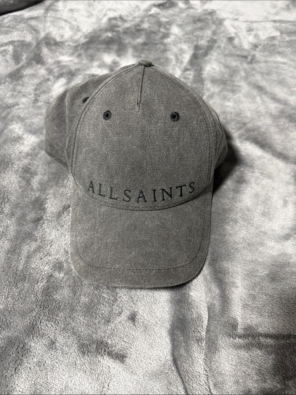 All Saints Charcoal Embroidered Logo Cap